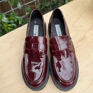 Steve Madden Glossy Maroon Loafers for Men
